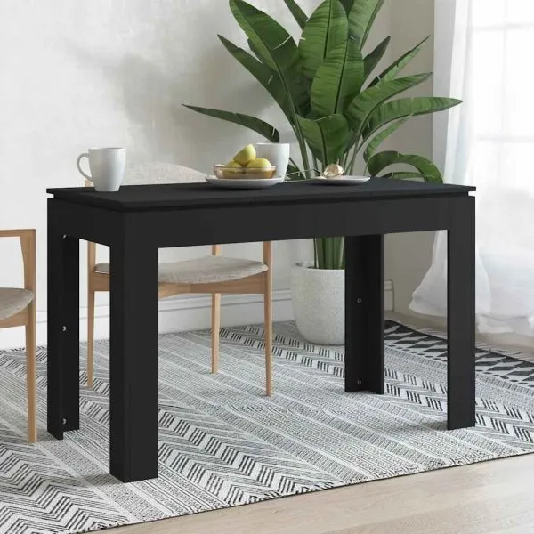 Masă de bucătărie, negru, 120x60x76 cm, lemn prelucrat