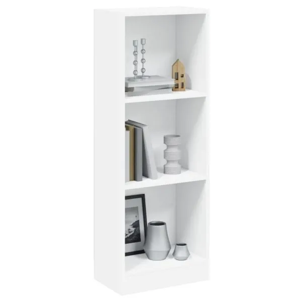 Bibliotecă cu 3 rafturi, alb, 40x24x109 cm, lemn compozit