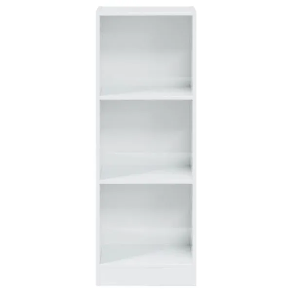 Bibliotecă cu 3 rafturi, alb extralucios, 40x24x109 cm