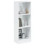 Bibliotecă cu 3 rafturi, alb extralucios, 40x24x109 cm