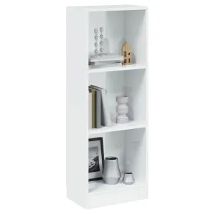 Bibliotecă cu 3 rafturi, alb extralucios, 40x24x109 cm