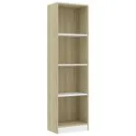 Bibliotecă cu 4 rafturi, alb/stejar sonoma, 40x24x142 cm, lemn