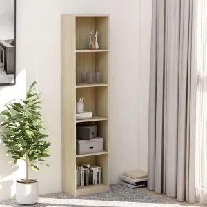 Bibliotecă cu 5 rafturi stejar sonoma 40x24x175cm lemn compozit