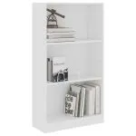 Bibliotecă cu 3 rafturi, alb, 60x24x109 cm, lemn compozit