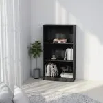 Bibliotecă 3 rafturi gri extralucios 60x24x109 cm lemn compozit