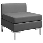 Canapea mijloc modulară cu pernă, gri închis, material textil