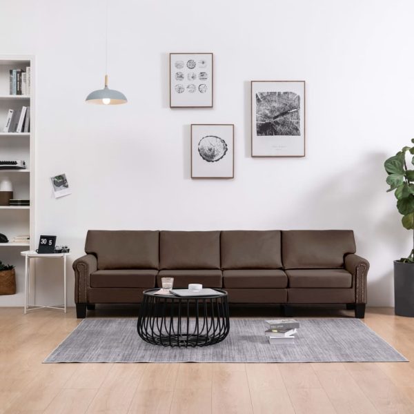 Canapea cu 4 locuri, maro, material textil