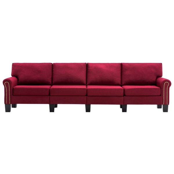 Canapea cu 4 locuri, roșu vin, material textil