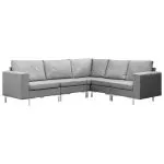 Set de canapele, 5 piese, gri deschis, material textil