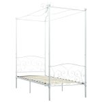 Cadru de pat cu baldachin, alb, 90 x 200 cm, metal