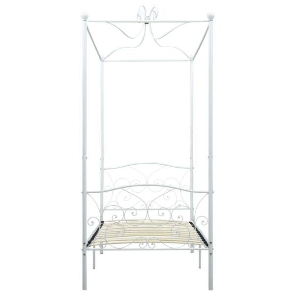 Cadru de pat cu baldachin, alb, 90 x 200 cm, metal