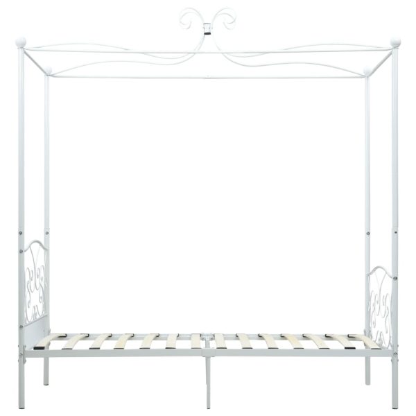 Cadru de pat cu baldachin, alb, 90 x 200 cm, metal