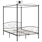 Cadru de pat cu baldachin, negru, 140 x 200 cm, metal