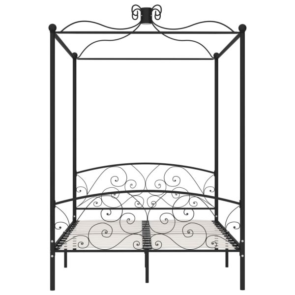 Cadru de pat cu baldachin, negru, 140 x 200 cm, metal