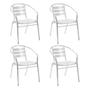Set mobilier de exterior, 5 piese, argintiu, aluminiu