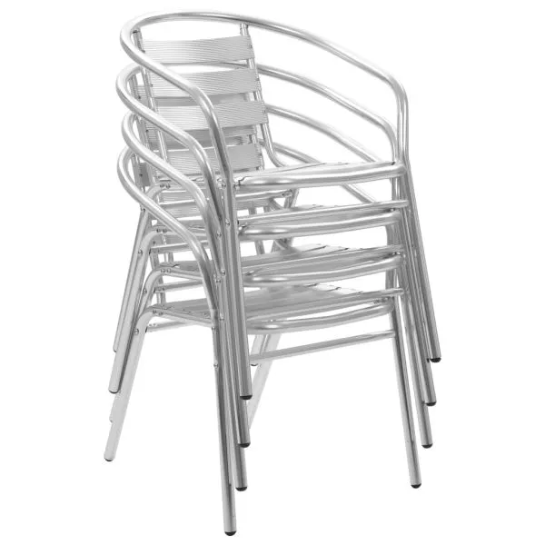 Set mobilier de exterior, 5 piese, argintiu, aluminiu
