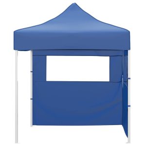 Cort de petrecere pliabil cu 2 pereți, albastru, 2 x 2 m, oțel