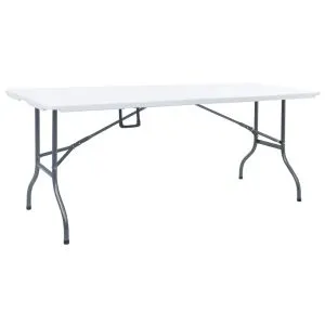 Masă de grădină pliabilă, alb, 180x72x72 cm, HDPE