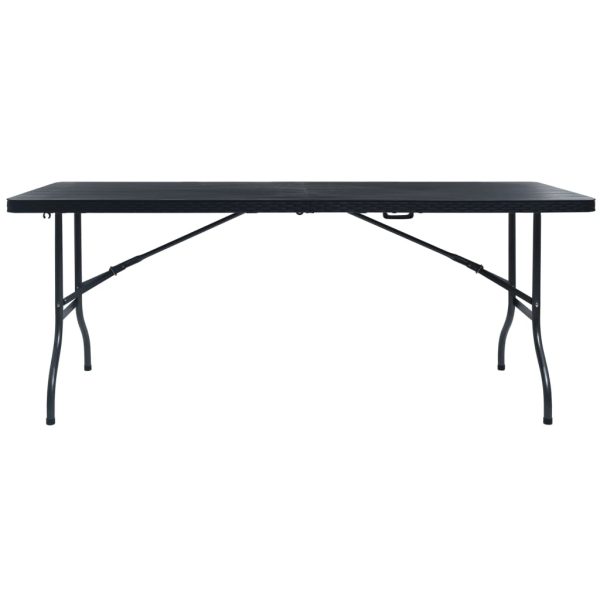 Masă grădină pliabilă, negru, 180x75x72 cm, HDPE imitație ratan