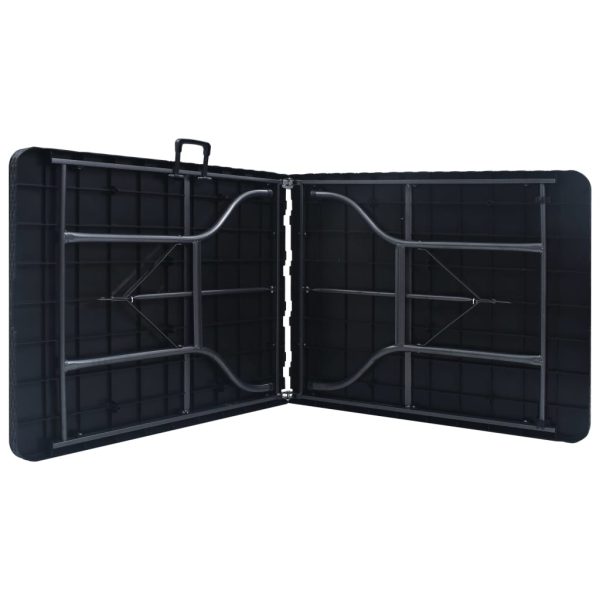 Masă grădină pliabilă, negru, 180x75x72 cm, HDPE imitație ratan