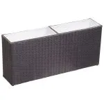 Strat înălțat de grădină 2 ghivece negru 90x20x40 cm poliratan