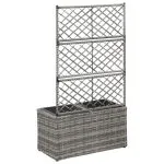 Strat înălțat spalier 2 ghivece, gri, 58x30x107 cm, poliratan