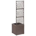 Strat înălțat spalier cu 1 ghiveci maro 30x30x107 cm poliratan