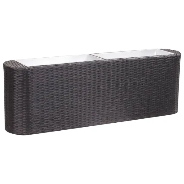 Strat înălțat de grădină negru 120x24x40 cm poliratan