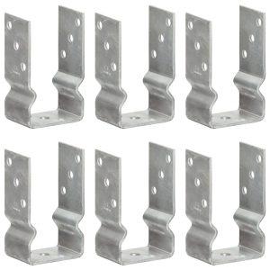 Ancore de gard, 6 buc., argintiu, 8x6x15 cm, oțel galvanizat