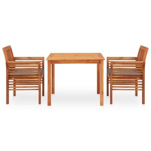 Set mobilier de exterior cu perne 3 piese, lemn masiv de acacia