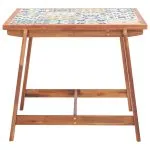 Set mobilier grădină, blat mozaic, 3 piese, lemn masiv acacia