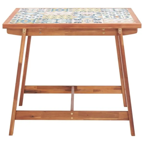 Set mobilier grădină, blat mozaic, 3 piese, lemn masiv acacia