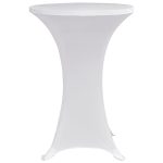 Husă de masă cu picior Ø60 cm, 4 buc., alb, elastic