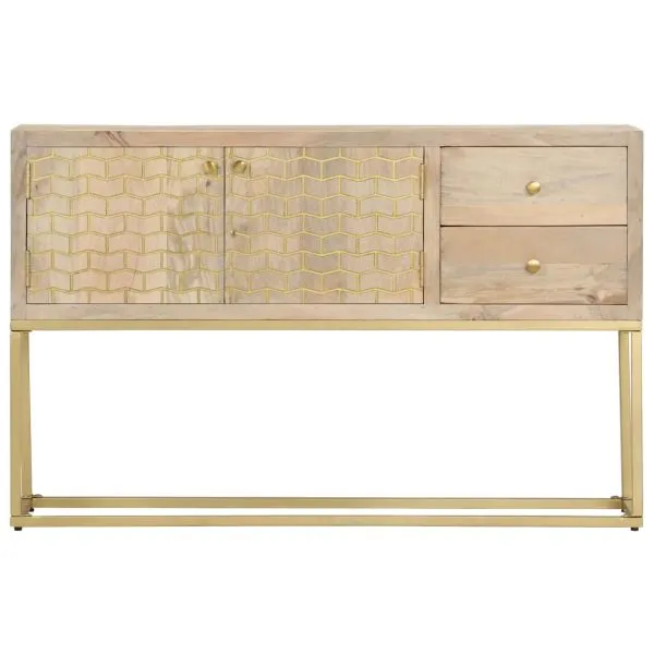 Dulap, auriu, 120 x 30 x 75 cm, lemn masiv de mango