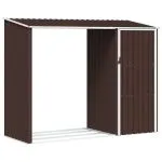 Șopron de grădină lemne de foc maro 245x98x159 cm oțel zincat