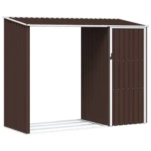 Șopron de grădină lemne de foc maro 245x98x159 cm oțel zincat