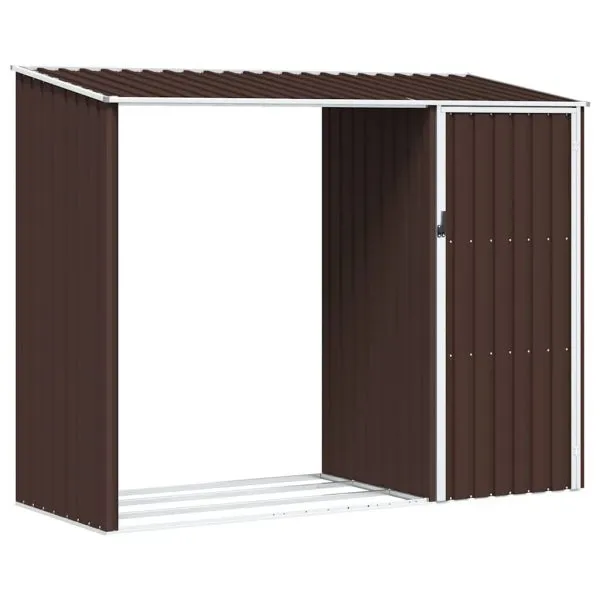 Șopron de grădină lemne de foc maro 245x98x159 cm oțel zincat