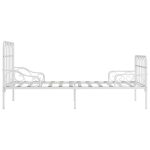 Cadru de pat cu bază din șipci, alb, 90 x 200 cm, metal