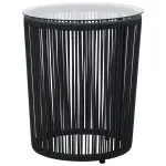 Set mobilier de bistro cu perne, 3 piese, negru, ratan PE
