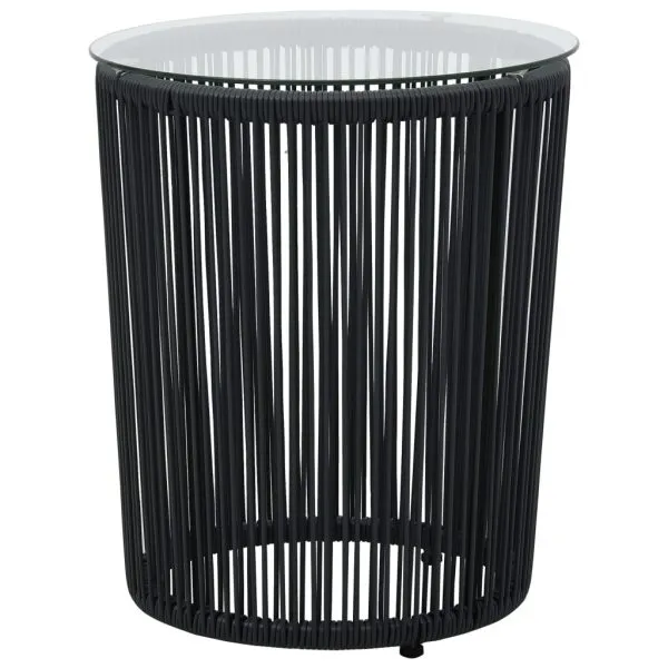 Set mobilier de bistro cu perne, 3 piese, negru, ratan PE