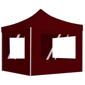 Cort de petrecere pliabil cu pereți, bordo, 2 x 2 m, aluminiu