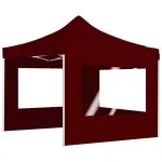 Cort de petrecere pliabil cu pereți, bordo, 2 x 2 m, aluminiu