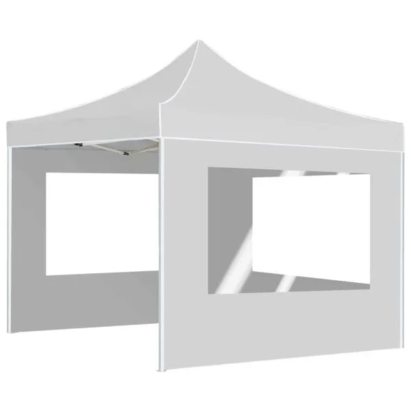 Cort de petrecere pliabil cu pereți, alb, 2×2 m, aluminiu