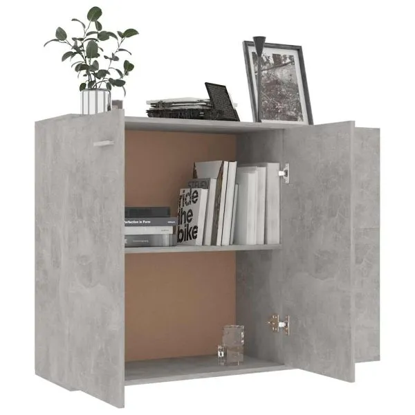 Dulap, gri beton, 105 x 30 x 75 cm, lemn prelucrat