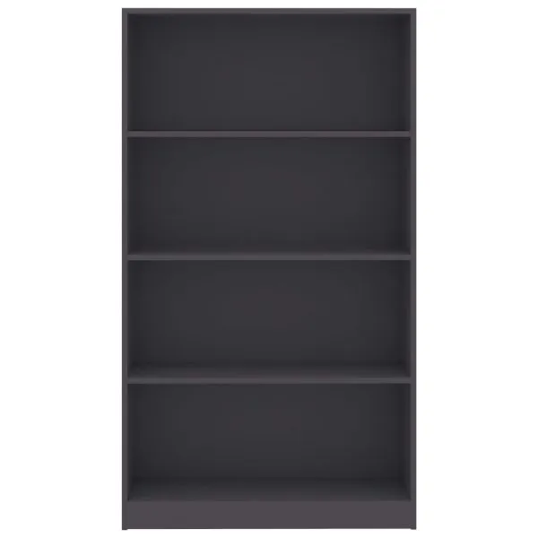 Bibliotecă cu 4 rafturi, gri, 80x24x142 cm, lemn prelucrat