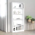 Bibliotecă cu 5 rafturi, alb, 80x24x175 cm, lemn prelucrat