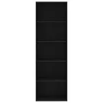 Bibliotecă cu 5 rafturi, negru, 60x30x189 cm, lemn prelucrat