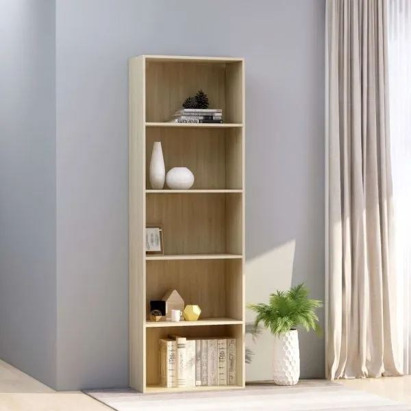 Bibliotecă cu 5 rafturi stejar sonoma 60x30x189cm lemn compozit