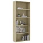 Bibliotecă 5 rafturi stejar sonoma 80x30x189 cm, lemn prelucrat
