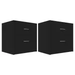 Noptiere, 2 buc., negru, 40x30x40 cm, lemn prelucrat
